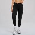 Zwarte dames yoga broek met hoge taille en een stijlvol crossover taille-ontwerp - S / Premium Zwart