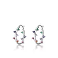 S925 sterling silver hoop earrings with colorful zircon stones in a rainbow pattern - 925 Silver / S925 Sterling Silver (Colorful Gems)