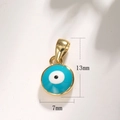 Detailansicht des Evil Eye Anhängers mit Maßen 13mm x 7mm in Gold und blauem Emaille - A0021-Himmelblaues Emaille (13x7mm)