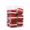 Ornamenti natalizi a forma di scatola regalo rossa con nastri bianchi in scatola chiara - Stile 10 Confezione Regalo (Mini Confezioni Regalo 12 pezzi)