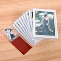 Modern white 7-inch photo frame set with golden inner edges and mounting accessories - White Gold Grid / 7"