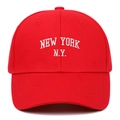 Classic red cotton baseball cap with New York white embroidery in a minimalist style - Adjustable / Red