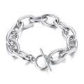 Bracciale a catena grossa argento con chiusura a levetta OT in acciaio inossidabile 18k - Bracciale / 18cm / Color Acciaio