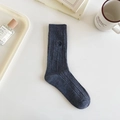 Chaussettes gris anthracite en coton avec broderie latérale élégante et maille torsadée - 35-40 / Gris clair