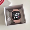 Set regalo orologio digitale rosa e bracciale in argento in confezione bianca - Rosa Ciliegio (Senza Scatola)