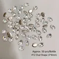 Oval flatback white zircon nail gems in 3x4mm size with faceted edges 50pcs per bottle - 3x4mm Oval Flatback Zircon