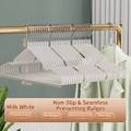 Creamy white non-slip hangers with 40.5cm width and anti-marking design for clothes - Creamy White (Standard 40g)