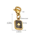 Goldener Pik-Anhänger aus Edelstahl mit schwarzer Emaille und Karabinerverschluss - Pik Karten Anhänger