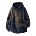 Retro distressed hooded knit sweater in dark grey with vintage brown gradient wash - S / Dark Gray