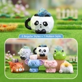 Miniature resin panda figurine with natural amethyst stone in a garden scene - Cute Baby Crystal Series-Random 1PC