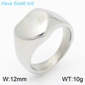 Minimalist silver stainless steel irregular signet ring in liquid style finish - Irregular Steel(KR111430-GC)