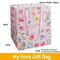 Large lavender gift bag with flower butterfly patterns and pink handles 40x35x35cm - My-love Purple Floral 40*35*35