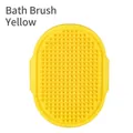 Yellow silicone pet massage brush with dense bristles in minimalist packaging - Simple Packaging / Yellow