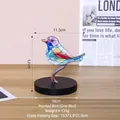 Colorful painted bird ornament 12cm height with black circular base for desk decor - A Bird