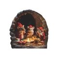 3D Christmas mouse hole wall sticker with cute mice dining in a cozy stone cave - SD38/Three Mice Dinner with Candle