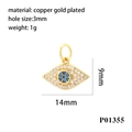 18K vergoldeter Evil-Eye-Anhänger mit blauen und klaren Zirkonsteinen für DIY-Schmuck - P01355-Evil Eye Form Anhänger