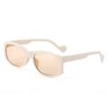 Polygonal cream square sunglasses with transparent orange lenses and ball-tip temples - Rice White Frame / Tea Lens