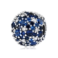 Spherical S925 sterling silver charm with pavé deep blue and white crystals - 925 Sterling Silver / Blue Pave Sphere