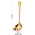 Golden 304 stainless steel slotted spoon with long handle, 22.3cm length for hot pot - Large Gold Slotted Spoon