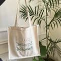 Borsa tote in tela beige con ricamo beloved colorato e doppie tracolle robuste - Ricamo Sfumato Verde Chiaro