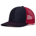 Classic navy and red trucker hat with breathable mesh back and professional stitching - Navy Blue and Red