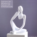 Modern white matte abstract thinker sculpture 13cm height for desk decor - White Right Revery