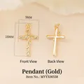 Golden 16x9mm cross pendant with vine pattern relief for DIY jewelry necklace - Gold