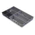 Modular expandable drawer organizer in dark grey with cutlery storage compartments - 7-Piece Grey Combination Set