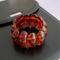 Vintage amber tortoiseshell resin beaded bracelet with branch texture pattern - Coffee Black Leopard Tortoiseshell Bracelet (58#)