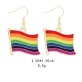 Rainbow flag earrings in gold-tone zinc alloy with colorful enamel wave design - Wavy Rainbow Flag
