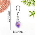 Violetter Harz-Muschel-Schlüsselanhänger mit braunem Conch-Detail und Größenangaben - Lila Nachtlicht Schnecke Handyband