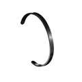 Polished black stainless steel C-shaped open cuff bracelet for men and women - 8mm / Black