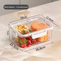 Set of 2 medium 3-compartment clear food storage containers with white airtight lids - 2 Pcs/Set / Divided - White Medium