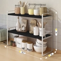 Black and silver 2-tier kitchen countertop rack measuring 50.7x20x36cm for spice storage - 50cm 2-Tier White Frame + Black Board