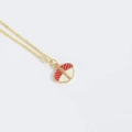 Collier en chaîne dorée avec un joli pendentif sushi au thon rouge et blanc pour femme - Style Sushi Rouge et Blanc