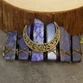 Handmade lapis lazuli hair clip with gold wire and crescent moon bohemian style - Lapis Lazuli Moon Hair Clip