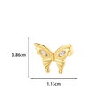 Golden butterfly cartilage stud earring with white zircons and dimensions 0.86x1.13cm - Dainty Butterfly Style (9# Gold)