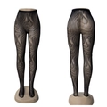 Sexy black wave pattern fishnet tights with high waist design and elastic mesh texture - One Size (45-80kg) / Black