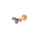 F136 titanium labret stud with golden finish and teardrop purple zircon flower cluster - 6# Gold Purple Gem Cluster