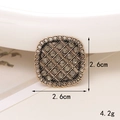 Macro detail of 2.6cm vintage bronze floral charm with rhinestones for DIY shoe decor - D1723 Full Rhinestone Rounded Square