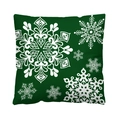 Dark green Christmas pillowcase with white snowflake patterns for sofa decor - Style 18-Deep Green All-over Snowflakes