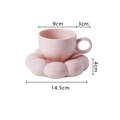 Pink ceramic coffee cup and cloud saucer set with product dimensions in centimeters - 200ml - Standard Packaging / Sakura Pink