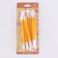 8-piece yellow and white plastic cake fondant sculpting and embossing tool set in package - Blister Card Packaging / 8-Head Sculpting Pen / Yellow