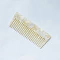 Pettine a denti larghi quadrato minimalista in acetato marmorizzato bianco e beige - Beige