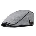 Gorra clásica de algodón gris con costuras negras y hebilla de metal ajustable lateral - Ajustable / Gris claro