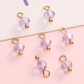 Set of 7 purple crystal glass faceted charms with gold metal loops for jewelry making - Light Purple Bicone Bead