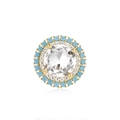 Elegant S925 silver gold-plated stud earrings with turquoise beads and central crystal - Single Gold-White+Turquoise