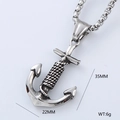Detailed close-up of retro silver anchor pendant with rope texture and box chain - Nautical Anchor Style (Style 8)