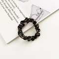 Elegant bronze metallic silk scrunchie with a shimmering textured finish for ponytail styling - Black Gold Glitter Texture
