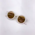 Occhiali da sole retrò opachi color crema per bambini con lenti marroni UV400 - Adulto / Bianco Latte